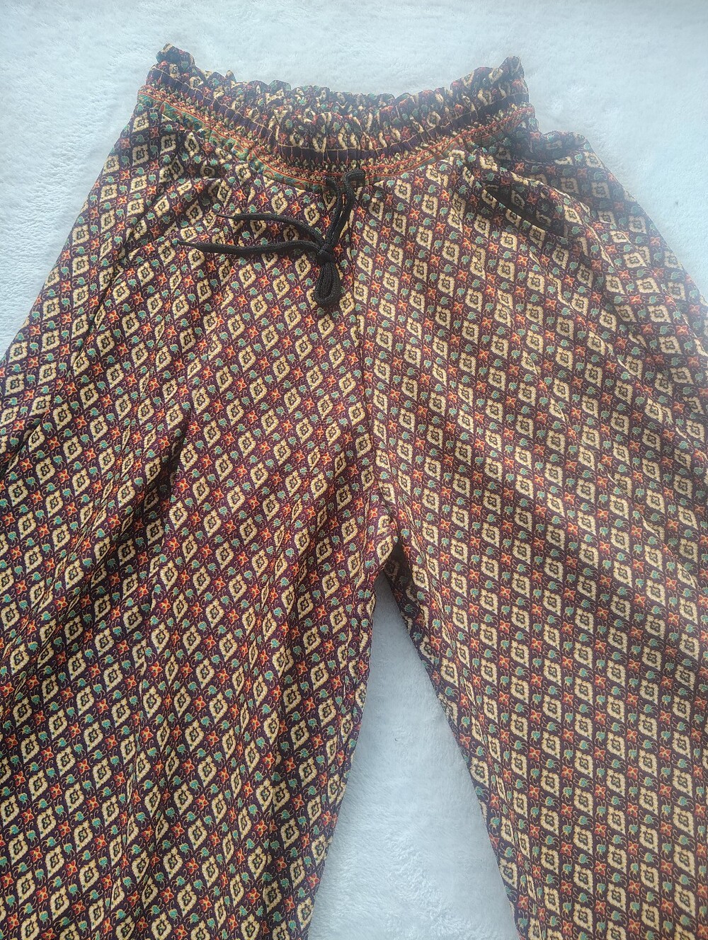 Women's Printed Elastic-HighWaisted pants in Brown colorful Pattern